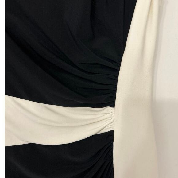 Lauren Ralph Lauren Black & White Color Block Ruched Sleeveless Dress Size 10 - Picture 6 of 11